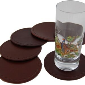 Kožené podložky pod poháre sada 6 ks ZUBÍČEK Poľovnícke potreby