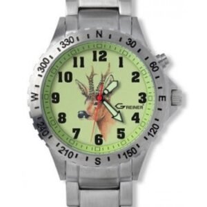 Poľovnícke hodinky Greiner nerezový remienok/hlava srnca Greiner Poľovnícke potreby
