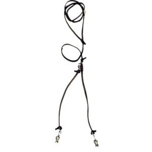 Vypúšťacie vodítko pre 2 psov z guľatej kože farba hnedá ZUBÍČEK Poľovnícke potreby