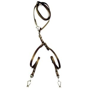 Vypúšťacie vodítko pre 2 psov z plochej kože farba hnedá ZUBÍČEK Poľovnícke potreby